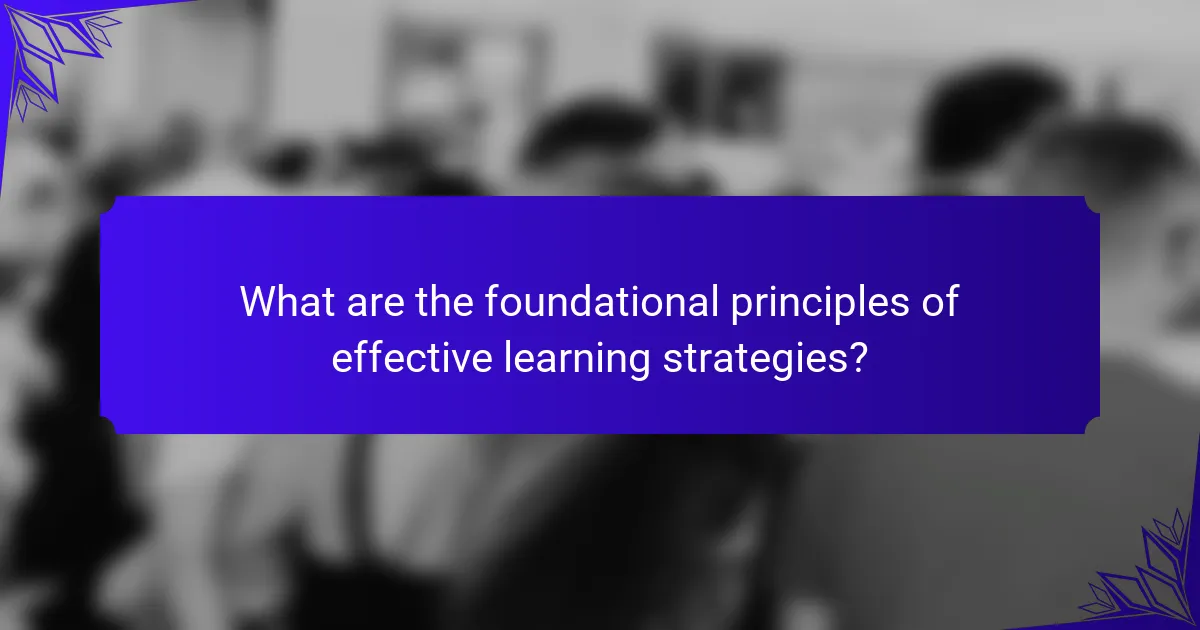 What are the foundational principles of effective learning strategies?